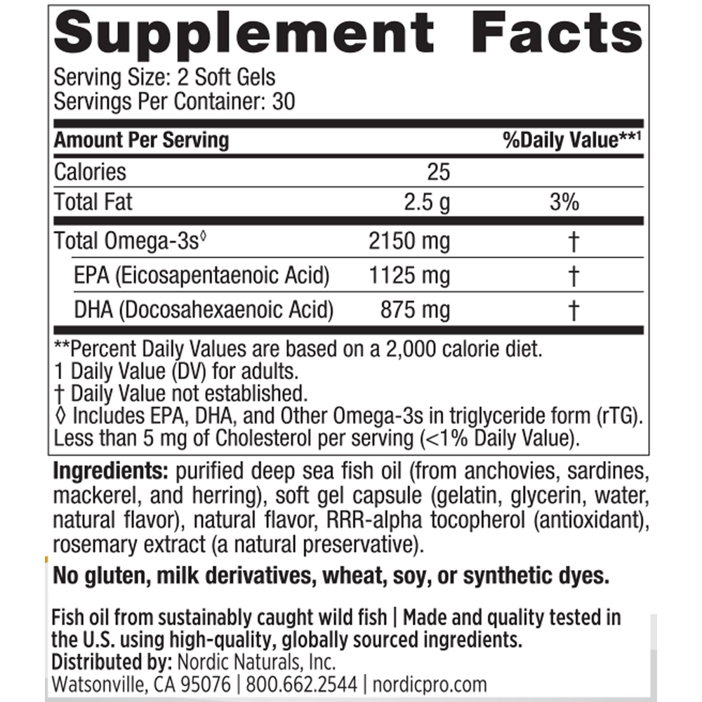 ProOmega® 2000, Softgels, Lemon
Nordic Naturals 120 soft gels